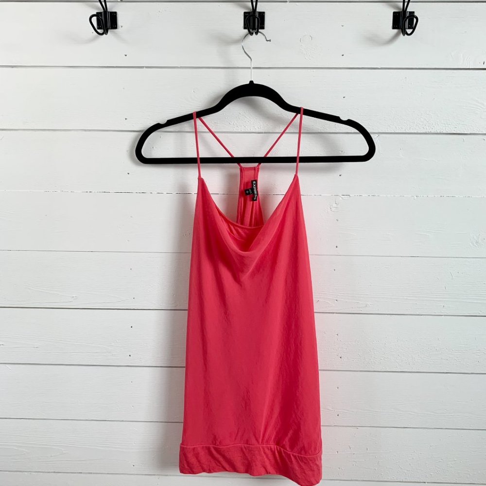 Express Spaghetti Strap Bright Pink Sheer Top